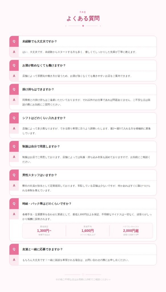 コンカフェ求人よくある質問｜未経験・掛け持ち・シフト・時給・制服について